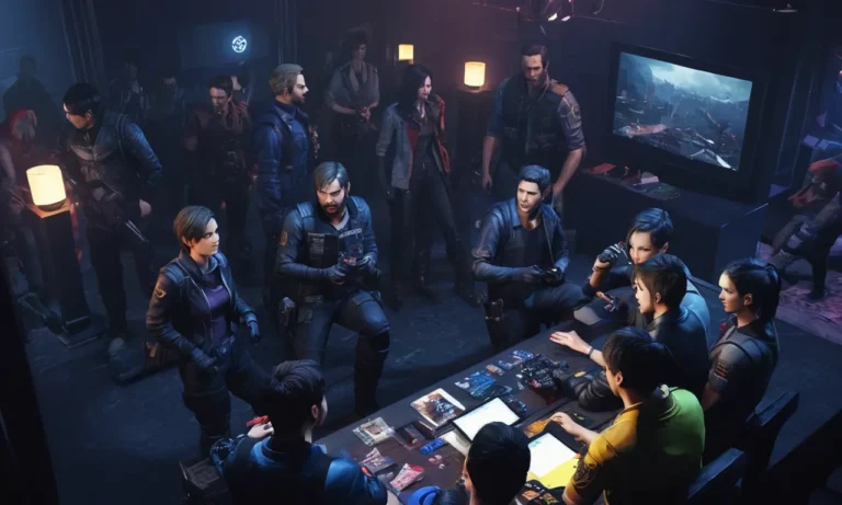 Un grupo de jugadores discuten sus opiniones sobre el videojuego Resident Evil 6 en una convención de juego.