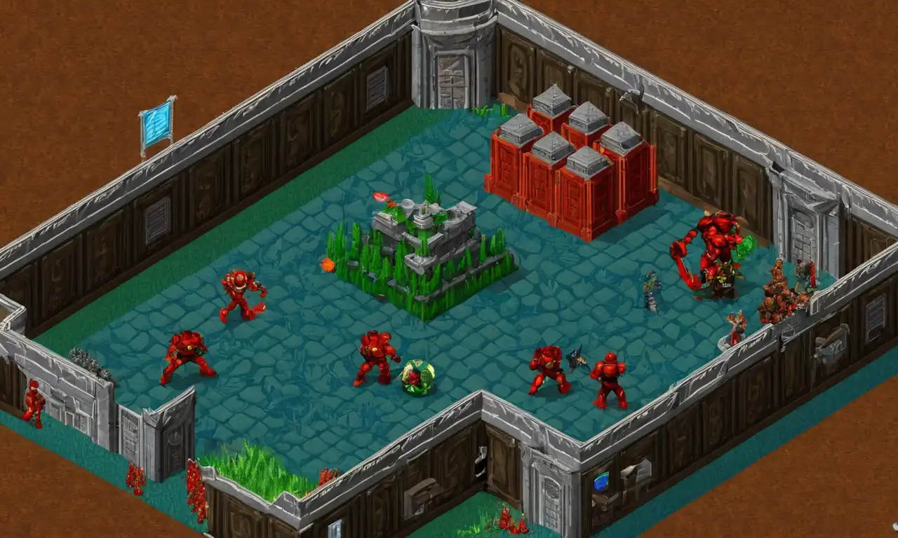 Una captura de pantalla de un juego multijugador temprano (por ejemplo