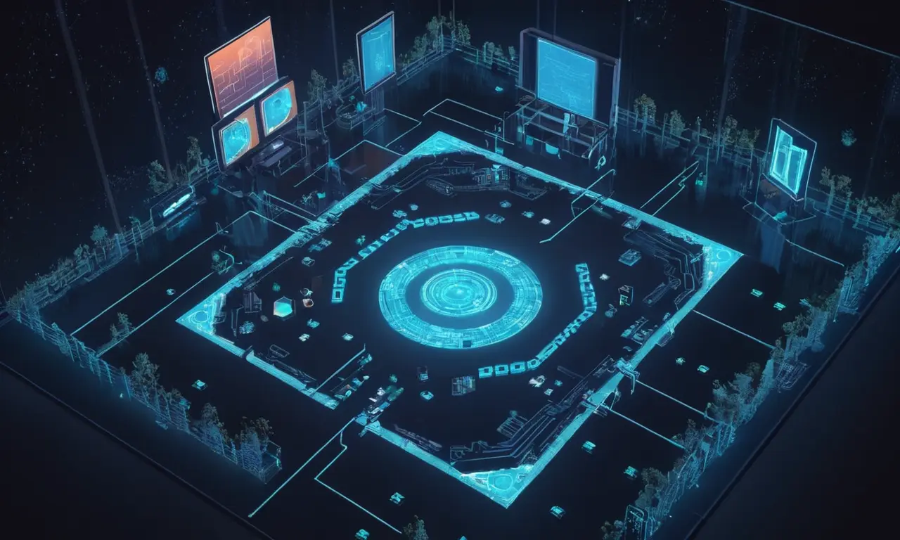 Un modelo 3D está siendo renderizado en una pantalla de computadora con símbolos de codificación y software de desarrollo de juegos alrededor de ella.