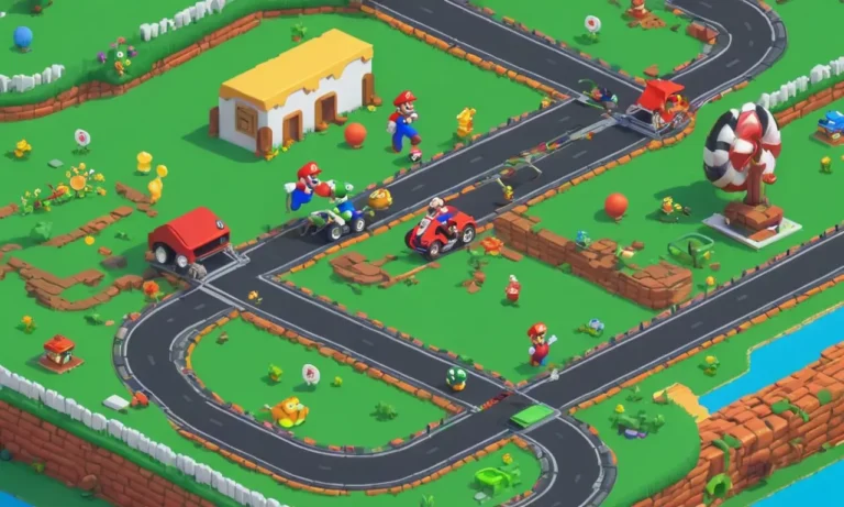 Mario corriendo en una pista colorida