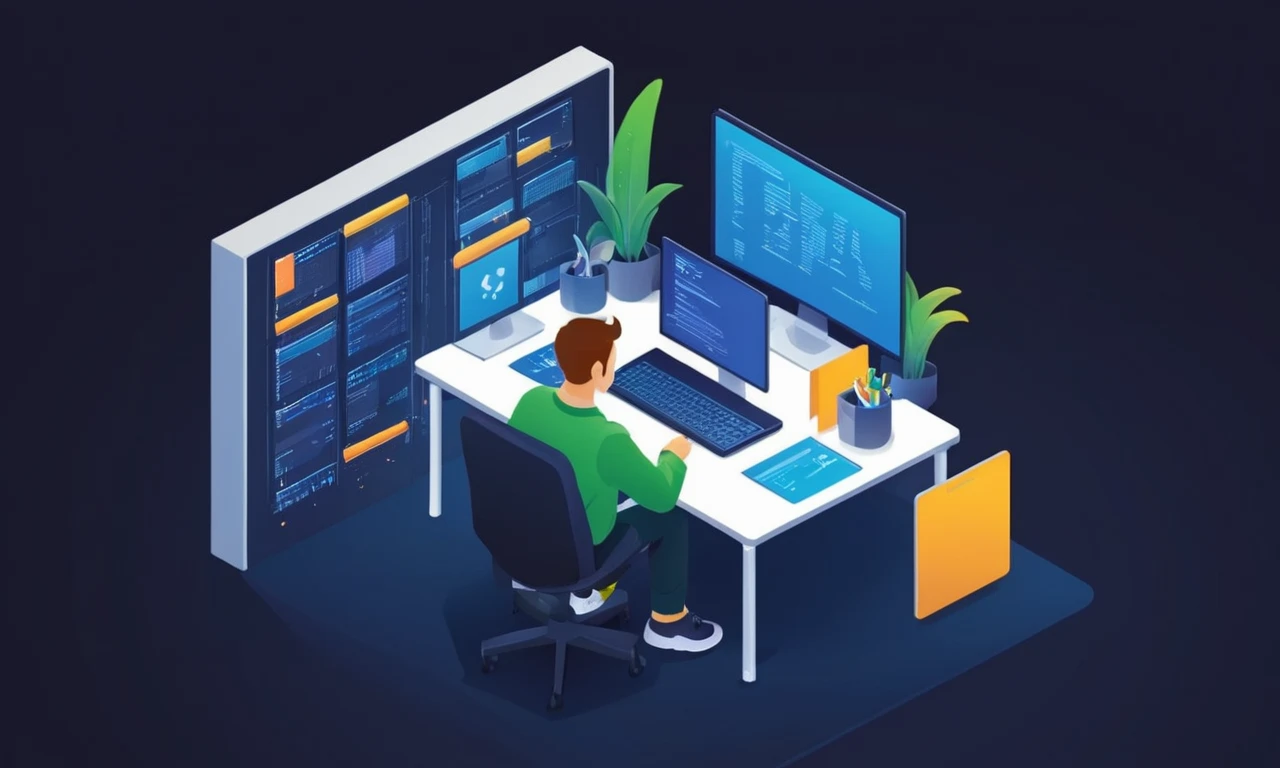 Un desarrollador sentado en un ordenador