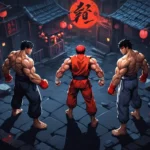 Una ilustración oscura y graciosa de Ryu y Ken de Street Fighter