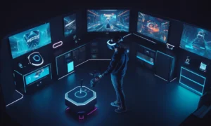 Un jugador que lleva un auricular VR