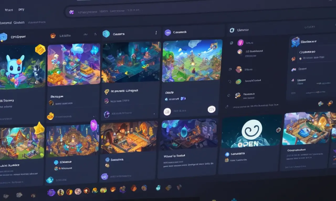 Una captura de pantalla de la aplicación Discord se abre en un portátil con varias comunidades de juego visibles en los chatboxes.