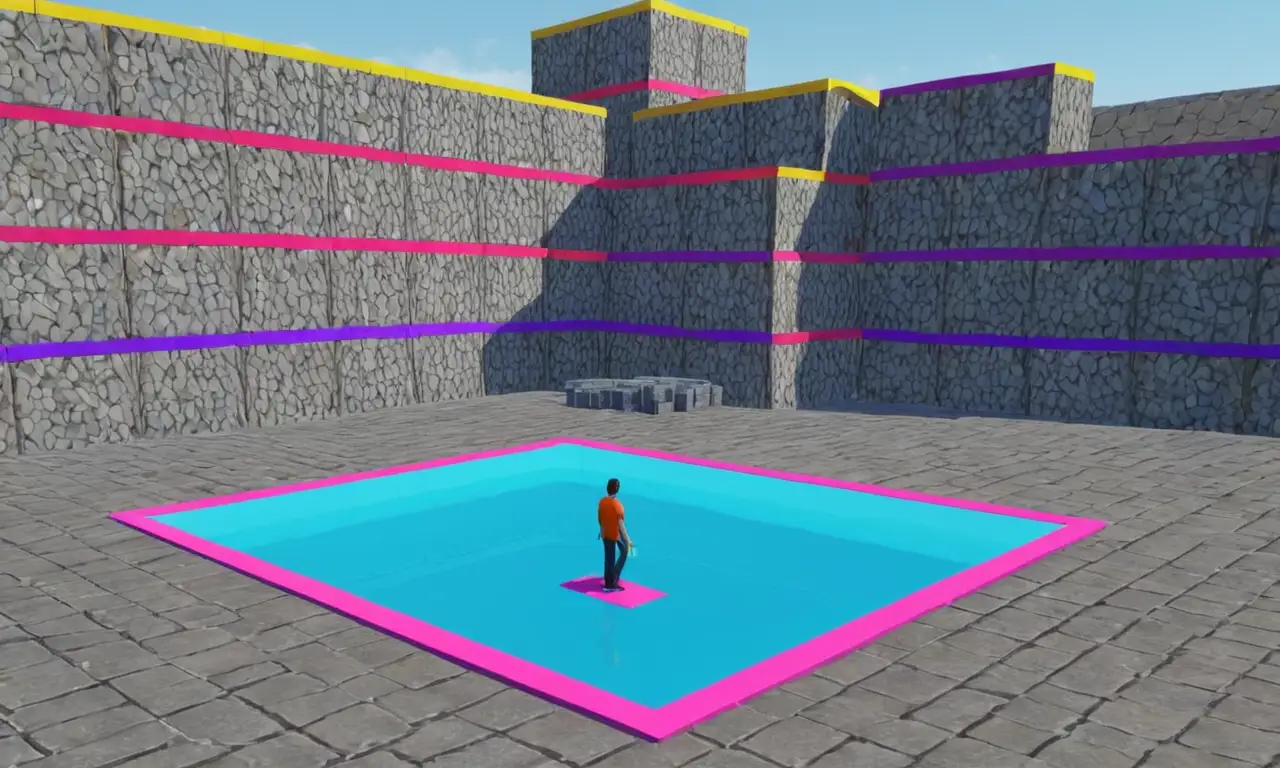 Un jugador que crea estructuras complejas usando herramientas Garrys Mod en un entorno virtual vibrante.