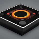 Una ilustración nostálgica de la consola Atari 2600 con el icónico juego Pong mostrado en su pantalla.