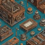 Una ilustración de un juego mecánico temprano o juguete