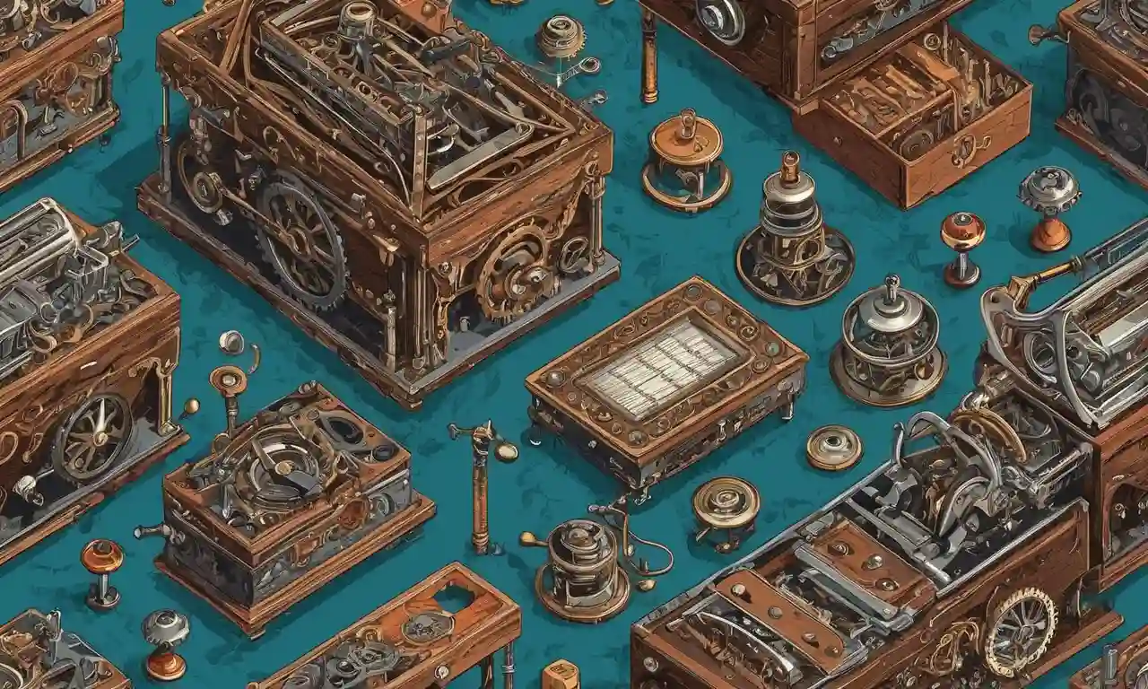 Una ilustración de un juego mecánico temprano o juguete