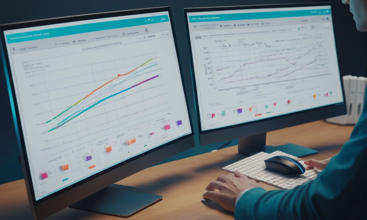 Una persona que sostiene un ratón de computadora delante de una pantalla mostrando un gráfico de comparación entre cartuchos originales y copiados.