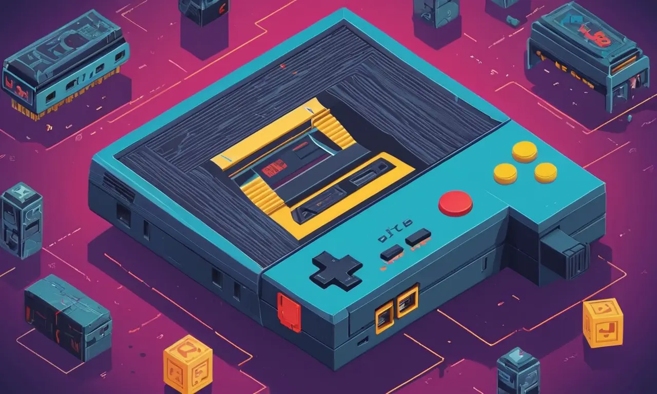 Una consola retro juego con cartuchos abiertos