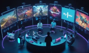 Un joven inmerso en un auricular de realidad virtual