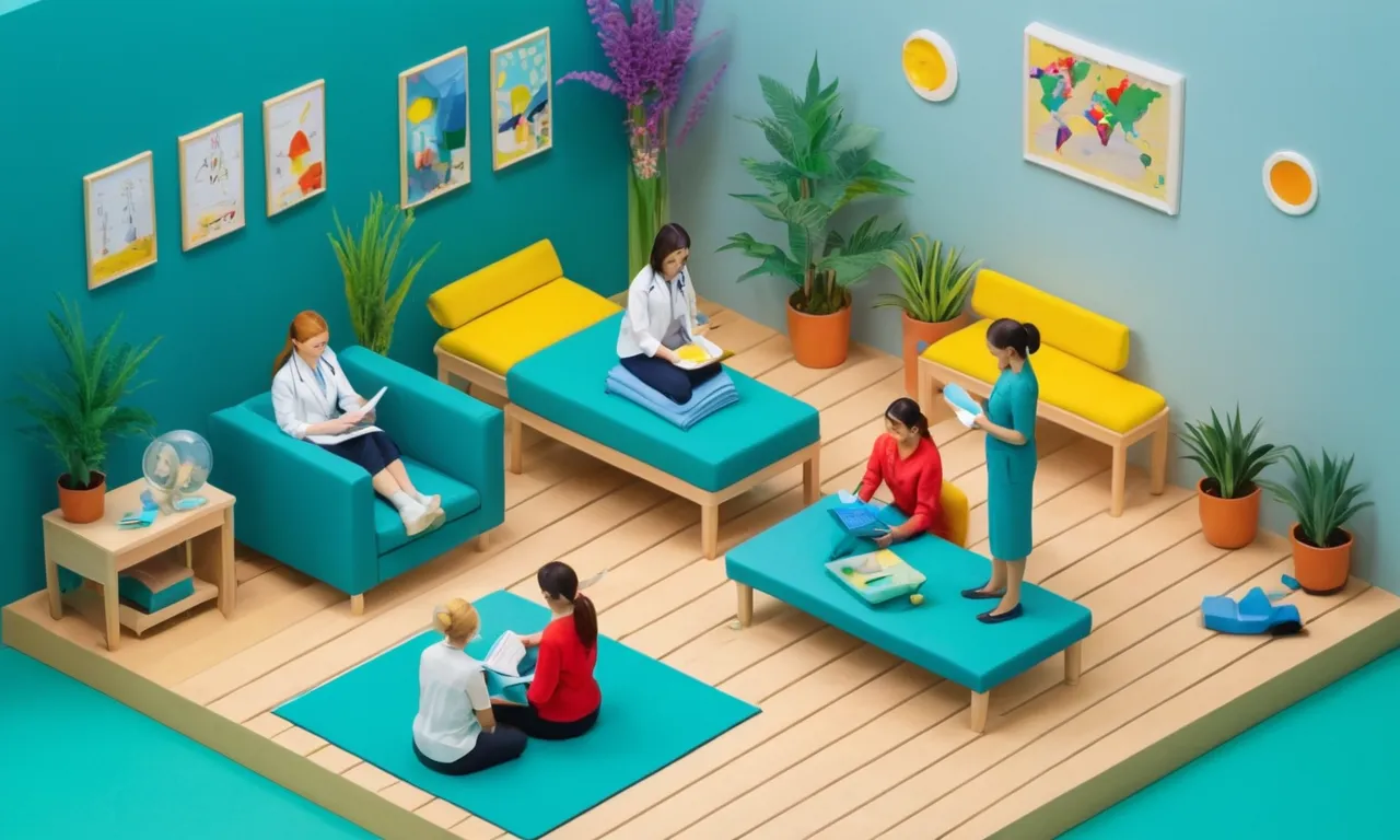 Terapistas ocupacionales usando simuladores para ayudar a los pacientes en escenarios realistas.