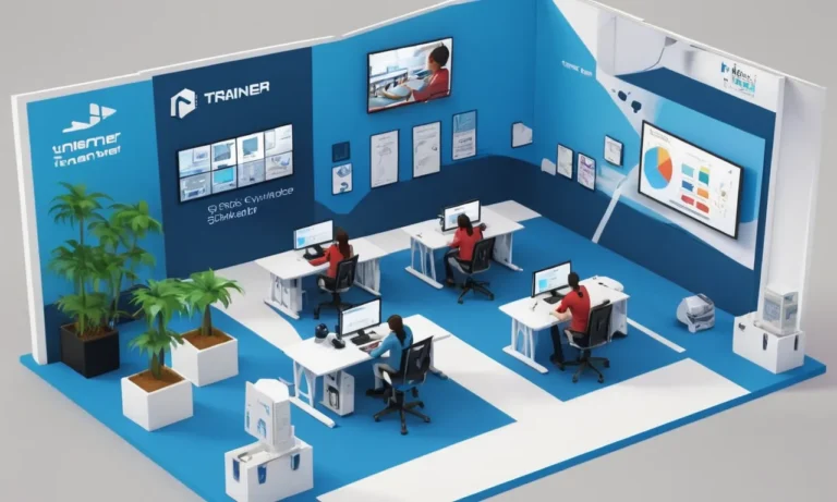 Un entrenador usando un simulador para demostrar técnicas de formación profesional para estudiantes.