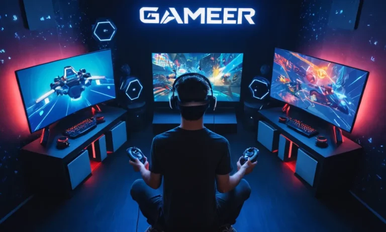 Un jugador sentado frente a un auricular de realidad virtual