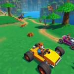 Una captura de pantalla nostálgica de Crash Team Racing en una vieja consola o computadora.