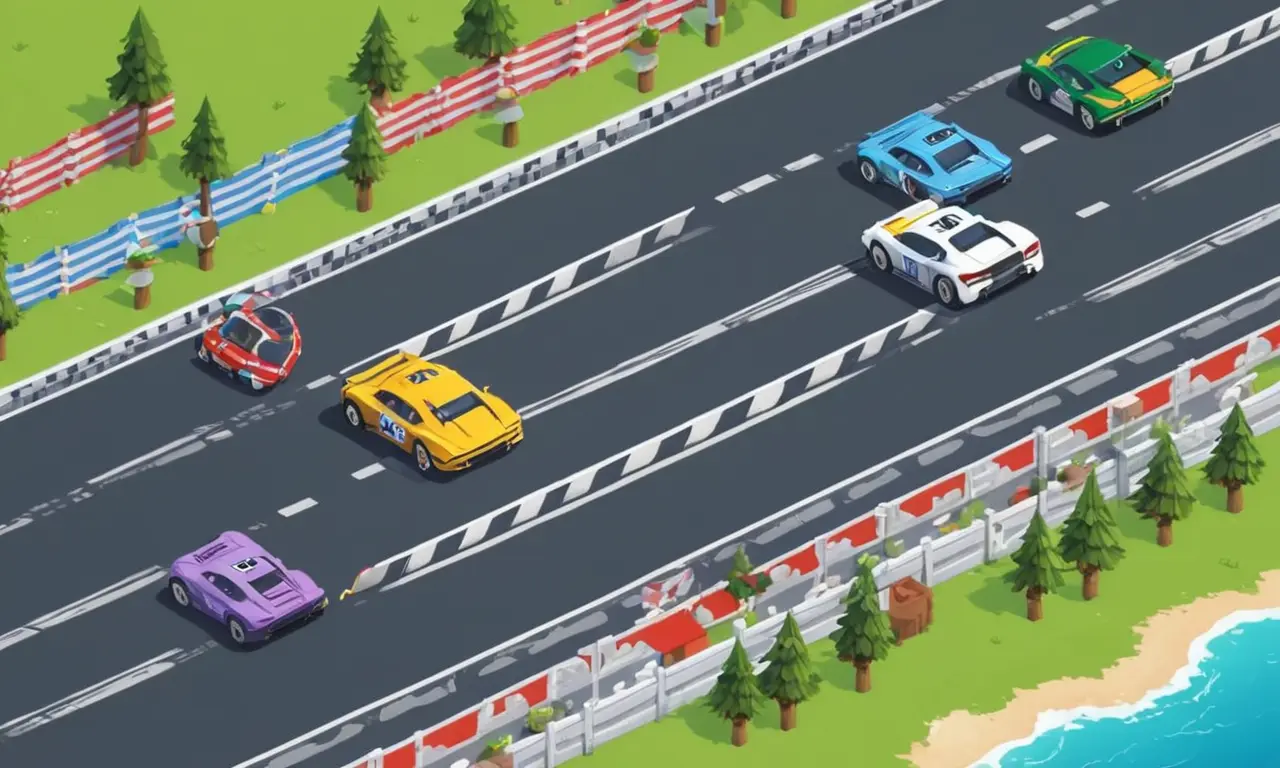 Una representación gráfica de un juego de carreras con un tono nostálgico.