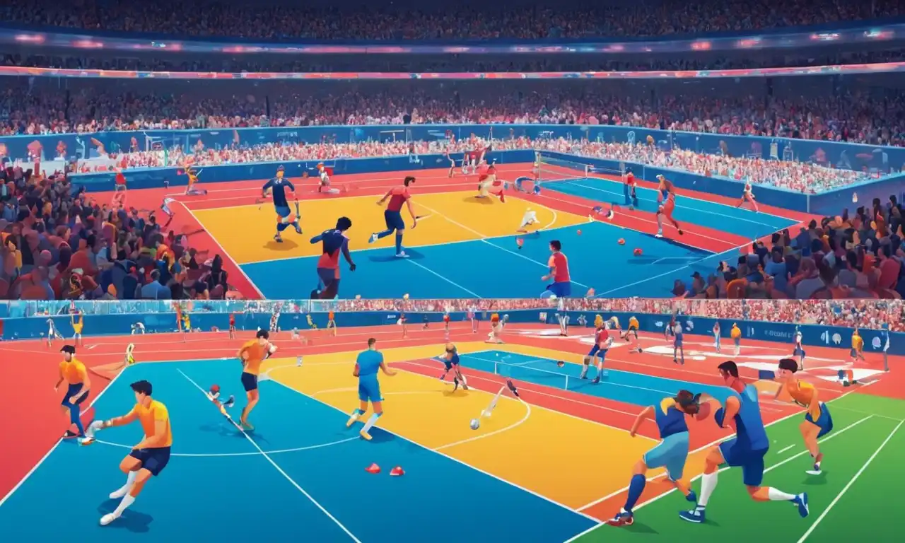 Una imagen de pantalla dividida que compara jugadores y atletas profesionales que participan en actividades físicas similares.