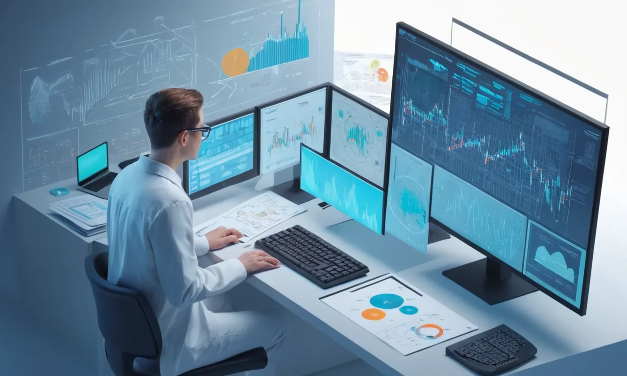 Un investigador que examina los datos en una pantalla de computadora