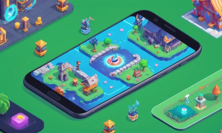 Una pantalla de teléfono inteligente que muestra un popular juego móvil con caracteres y interfaces de IA.