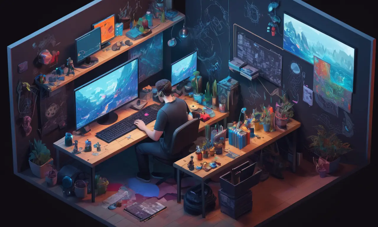 Un artista que trabaja en una computadora