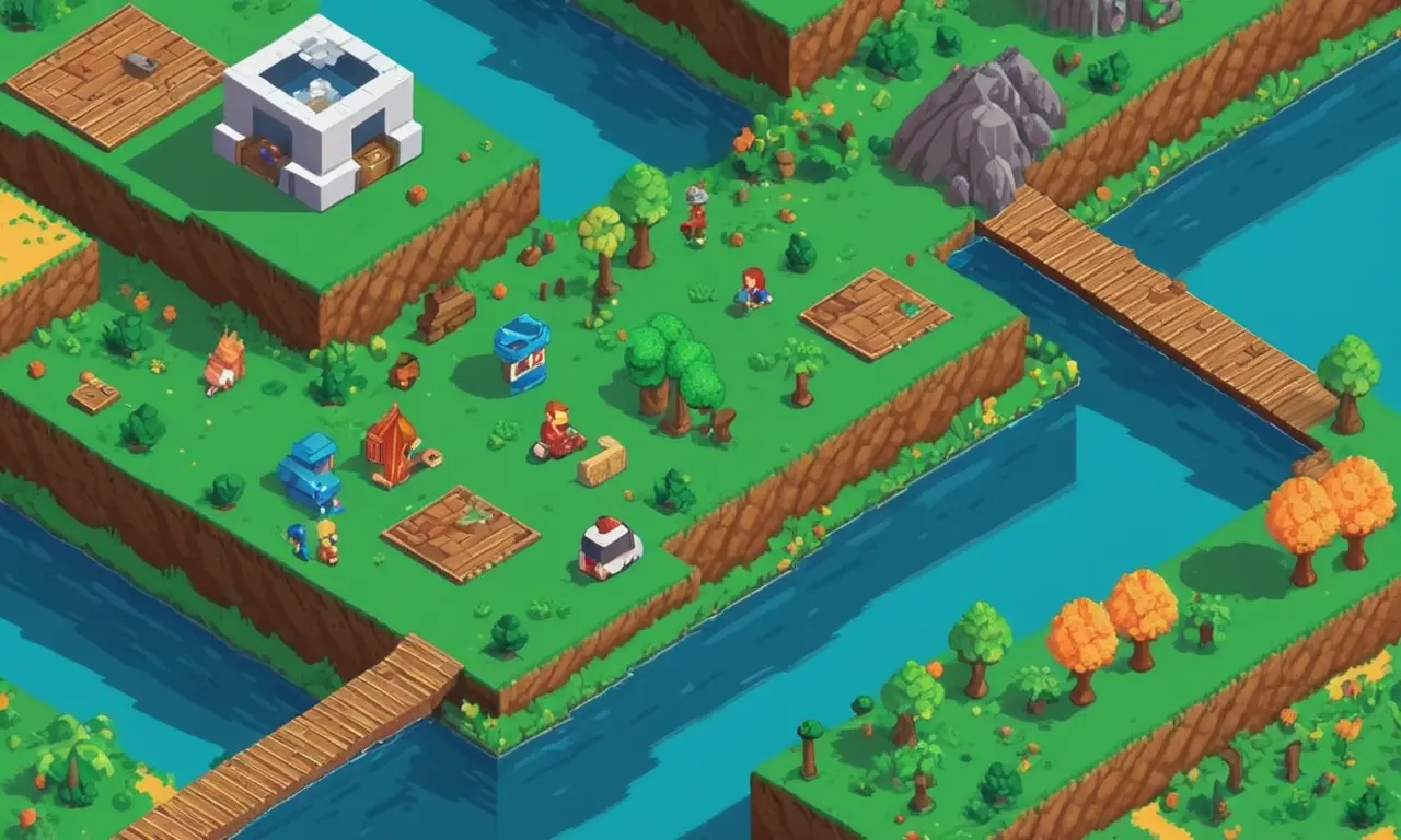 Una ilustración de arte pixel representando la evolución de los gráficos en los videojuegos.