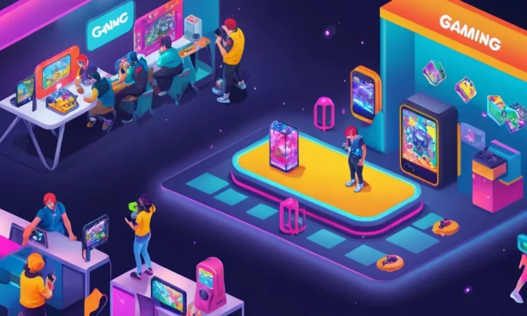 Una persona jugando un juego móvil en un teléfono en una cabina del festival de juegos.