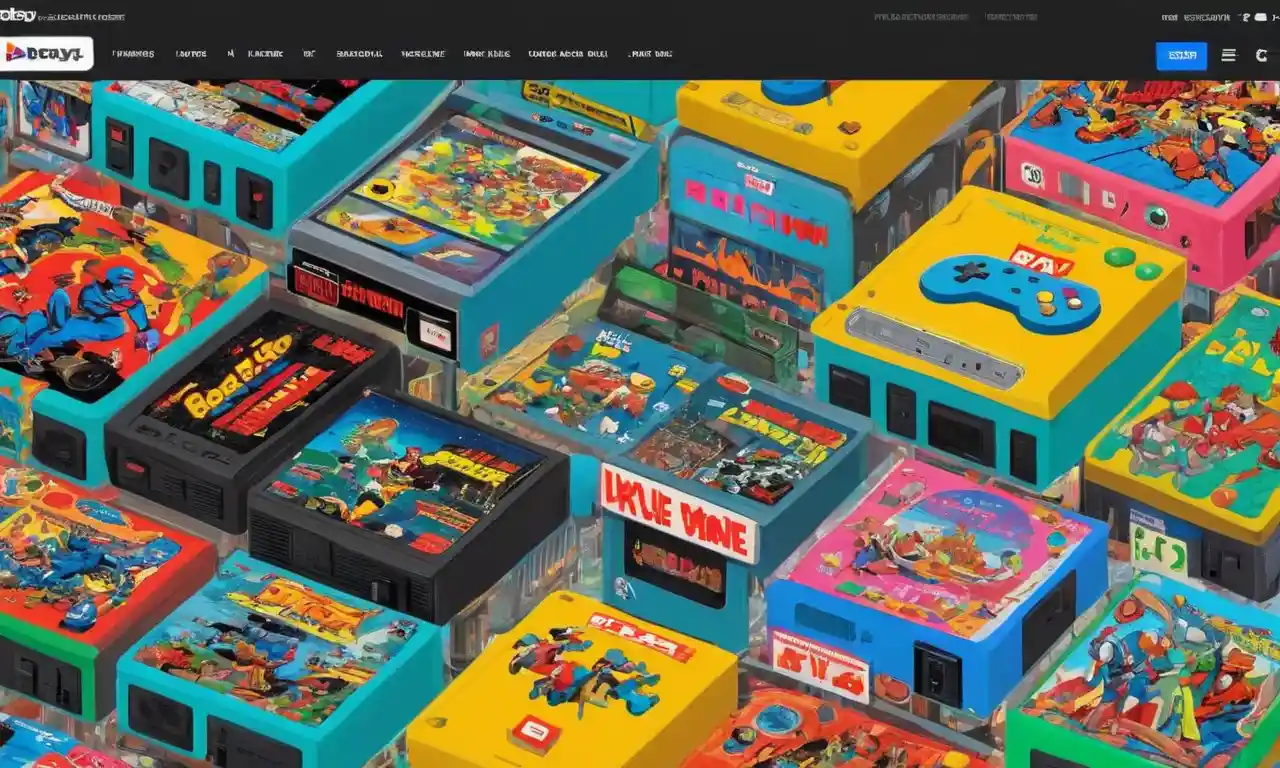 Una persona rodeada de consolas de juego vintage y registros de vinilo, con un portátil que muestra el sitio web Discogs en el fondo.