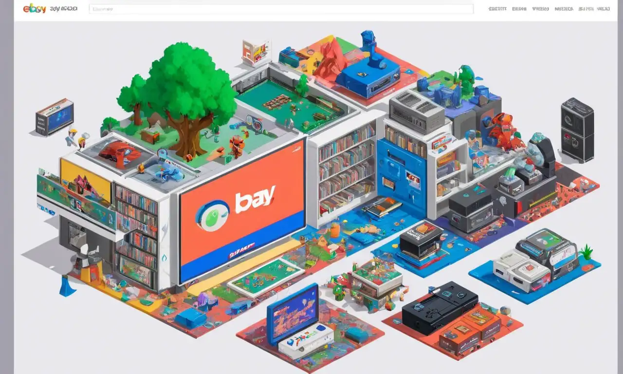 Una captura de pantalla del sitio web de eBay con listas para videojuegos y consolas vintage.