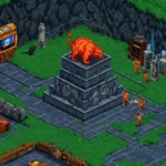 Una captura de pantalla del juego Primal Rage en una antigua consola de juegos rodeada de gráficos de computadora retro y elementos nostálgicos.