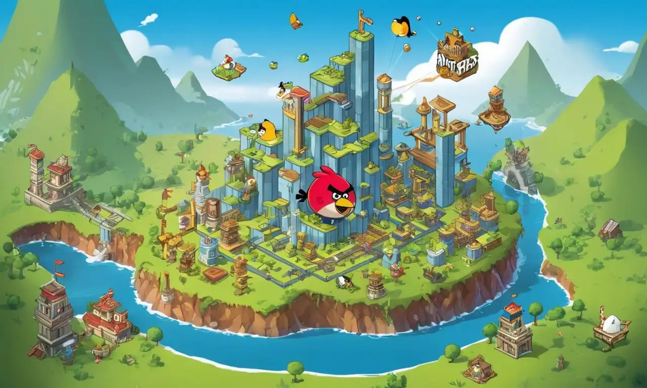Un gráfico que muestra el crecimiento exponencial de los ingresos Angry Birds en la industria del juego móvil.