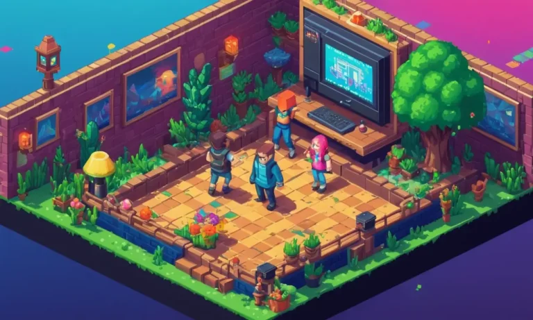 Una escena de juego de píxel con personajes bailando a la música chiptune.