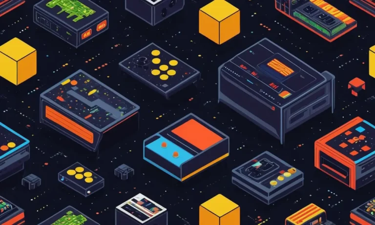 Una escena nostálgica de la consola original de Atari junto a juegos icónicos como Pong y Space Invaders.