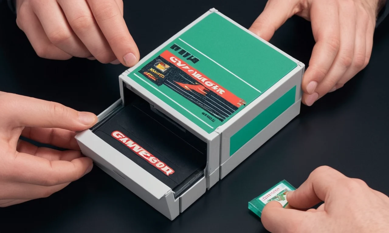 Un jugador maneja cuidadosamente un cartucho de videojuego vintage en una caja protectora para preservar su condición de menta.